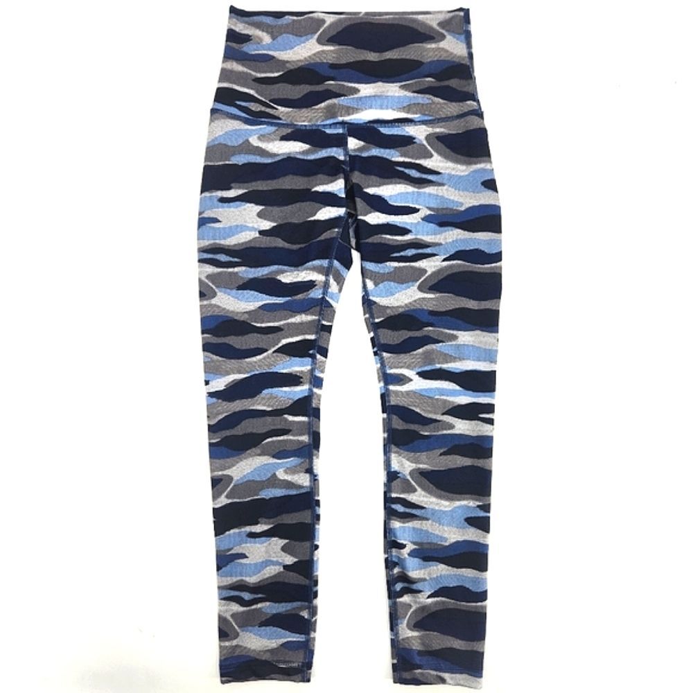 Lululemon Wunder Under Crop Hi-Rise Luon Leggings Womens 6 Camo Navy Athleisure